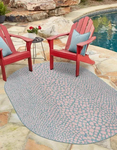 Vista 70 de Unique Loom Outdoor Collection Alfombra de área - Ciudad del Cabo (2' 2' x 3' 1' Rectángulo, Azul/Oliva)