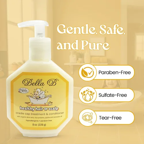 Vista 2 de Bella B Naturals Healthy Hair & Scalp Baby Cradle Cap Treatment 8 oz – Tratamiento de cuna para bebés – Acondicionador de bebé sedoso – Tratamiento