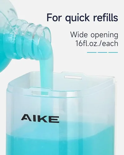 Vista 6 de AIKE Dispensador de champú y acondicionador,Dispensador de jabón 3 cámaras Blanco