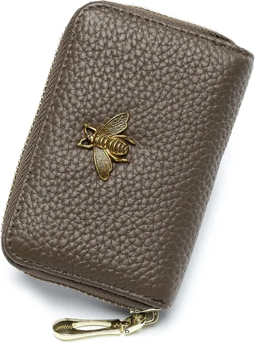 Vista 63 de imeetu Soporte para tarjetas de crédito RFID, cartera pequeña de cuero con cremallera para mujer