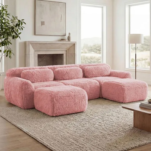Vista 14 de Sofás seccional modular de 80" sin huesos modernos para sala de estar, juego de sofás comprimidos de 2 plazas con asiento profundo, sin necesidad
