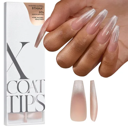 Vista 23 de BTArtboxnails XCOATTIPS - Punta francesa blanca a presión, cuadrado L, purpurina rosa Lamp-Curable 4-Week Wear, Salon Quality Value at Home