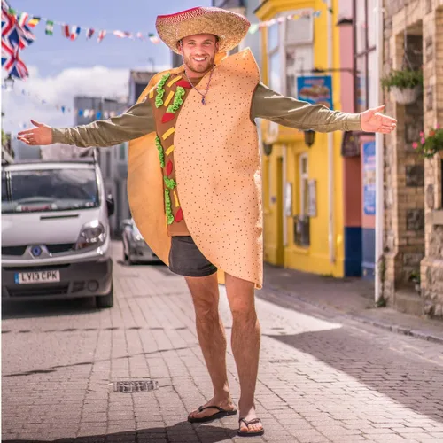 Vista 9 de Bodysocks - Disfraz de comida favorita, hamburguesa, perrito caliente, pizza, taco