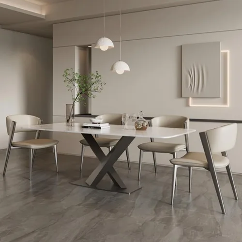 Vista 2 de YVYKFZD Juego de sillas de comedor de cuero, sillas de comedor con patas y respaldo de metal, sillas de cocina sin brazos de ocio, silla auxiliar