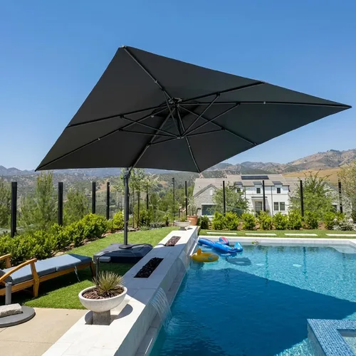 Vista 49 de PURPLE LEAF Sombrilla de Patio Voladiza de 10' x 13' para Exteriores con Base de 330 libras, Sombrilla Rectangular Grande Resistente al Viento