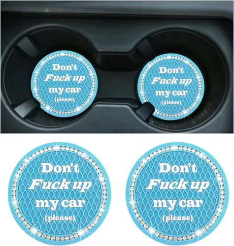Vista 20 de 2 piezas posavasos brillantes para coche, 2.75 pulgadas insertos antideslizantes para portavasos, posavasos de cristal con diamantes de imitación