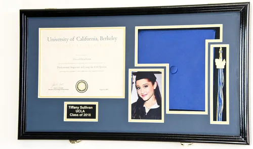 Vista 32 de Marco de diploma de graduación personalizado con borla, tapa de fotos grabado, vitrina para certificado de 11 x 8.5 pulgadas con colores Acabado