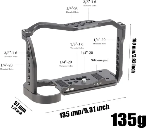 Vista 3 de Fotga Estabilizador de jaula de cámara con mango superior para Sony ZV-E1 sin espejo DSLR cámara video filmmaking, compatible con abrazadera Arca