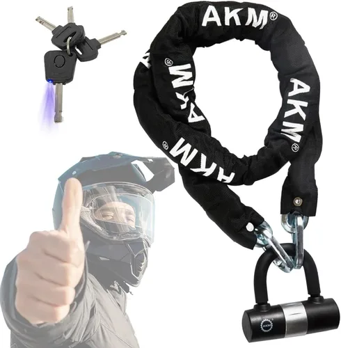 Vista 13 de Candado antirrobo AKM para bicicleta de 3 pies/90 cm de largo, candado de cadena resistente de 10 mm de espesor con 4 llaves, seguridad de 16 mm