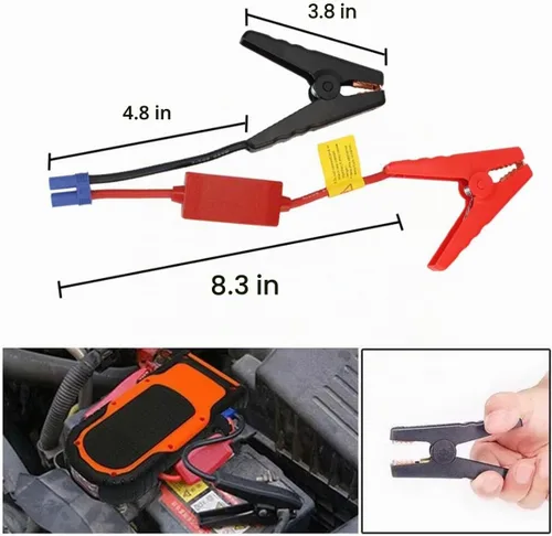 Vista 4 de Cable de Arranque con Abrazaderas, Cable de Refuerzo con Conector EC5 y Módulo de Prevención de Carga Inversa para Arranque de Coche