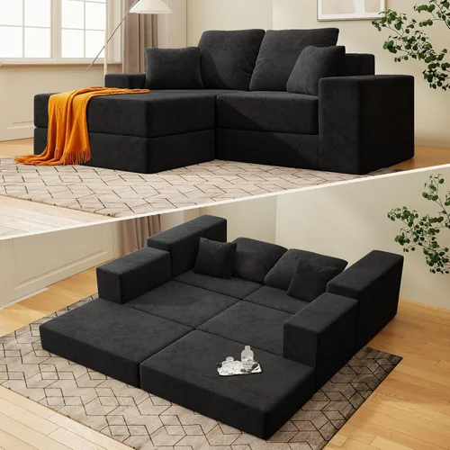 Vista 18 de Living&Giving Sofá seccional en forma de nube para sala de estar, sofá modular sin huesos con 1 otomano, el asiento central se puede combinar