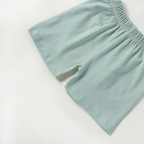 Vista 6 de Conjunto de 2 piezas de camiseta sin mangas de color sólido para niñas pequeñas, conjunto de 2 piezas, traje casual de verano