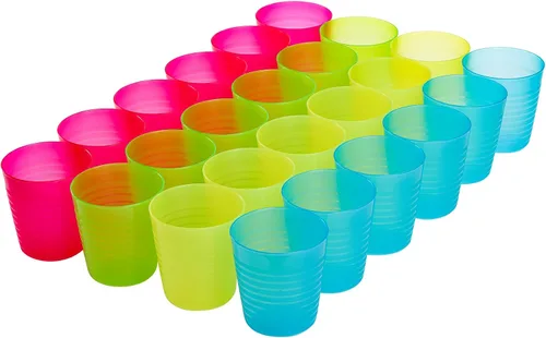 Vista 3 de Dicunoy Paquete de 32 vasos de plástico reutilizables de 8 onzas, vasos pequeños para beber, vasos abiertos de colores irrompibles, vaso de agua