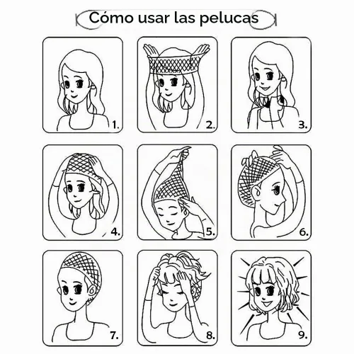 Vista 6 de Kaneles Peluca corta y rizada negra para hombre, con flequillo, disfraz de Halloween, cosplay, fiesta, peluca de cabello natural Color negro.
