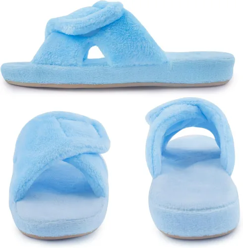 Vista 4 de Git-up Pantuflas ajustables para diabéticos para mujer, zapatos de casa de espuma viscoelástica con soporte de arco ortopédico, talón ortopédico