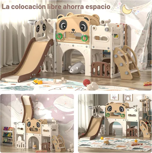 Vista 7 de Nyeekoy - Juego de tobogán y escalador 9 en 1 para niños pequeños, para interiores y exteriores, con aro de baloncesto, telescópico y espacio