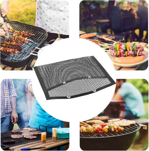 Vista 7 de Bolsa de malla antiadherente para parrilla, resistente a altas temperaturas, bolsa de barbacoa reutilizable para carbón, gas, parrillas eléctricas