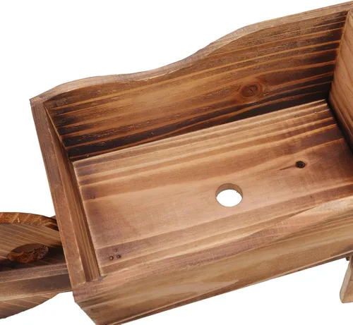 Vista 5 de Maceta de madera para carrito, macetas suculentas de carretilla, maceta de carro, macetas decorativas con forma de carrito para decoración