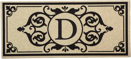 Vista 7 de Evergreen Flag Cambridge Monogram Letra A Burlap Sassafras Switch Mat 22" x 10