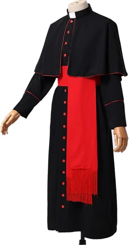 Vista 3 de BLESSUME Priest Soutane Roman Cassock Costume Minister Choir Cassock with Cincture Band Belt