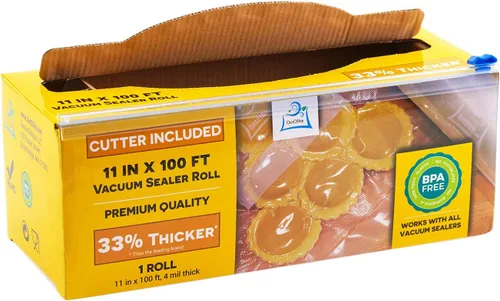 Vista 9 de Rollo de bolsas selladoras al vacío Mega Roll y caja cortadora de 6 pulgadas x 100 pies (no más tijeras) 4 mil 100 pies OutOfAir, 33% más gruesas