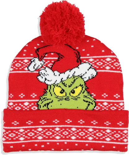 Vista 3 de Dr. Seuss GRINCH Who Stole Christmas - Juego de bufanda tejida y gorro con pompón