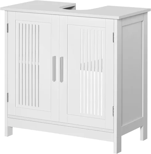 Vista 8 de Gabinete de Almacenamiento para Lavabo de Pedestal con 2 Puertas, Gabinete de Baño Bajo el Lavabo con 2 Puertas y Estante, Gabinete Bajo el Lavabo