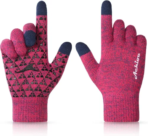 Vista 26 de Achiou Winter Gloves for Men and Women, Touchscreen Soft Knit Gloves Camello almendra
