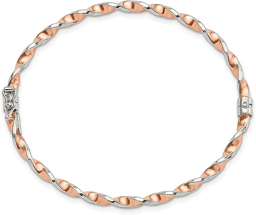 Vista 2 de ICE CARATS Pulsera de plata de ley 925 con bisagras de 0.118 pulgadas en tono rosa, joyería fina para mujer, regalos para ella, Plata de ley