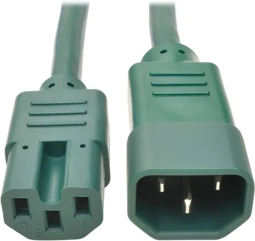 Vista 2 de Tripp Lite Cable de extensión de alimentación resistente de 6 pies, C14 a C15, 15A, 14 AWG, rojo (P018-006-ARD)