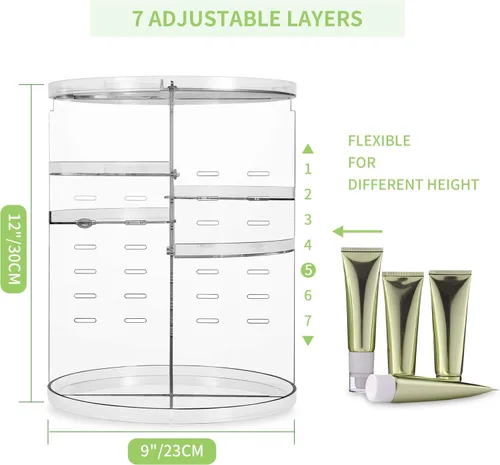 Vista 4 de COYAHO Organizador de maquillaje giratorio 360, encimera giratoria, estante de soporte para cosméticos, organizadores de maquillaje y almacenamiento