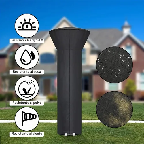 Vista 5 de Cubierta para calentador de patio impermeable con cremallera y bolsa de almacenamiento, cubierta para calentador al aire libre con características a