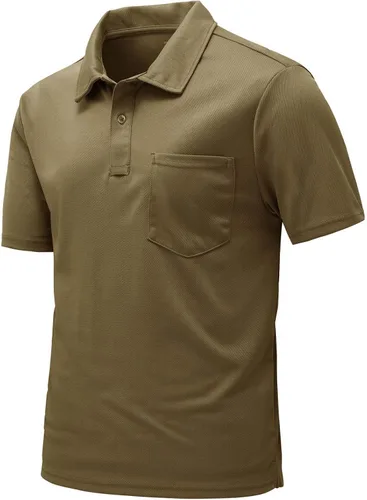 Vista 38 de Rdruko Camisas polo para hombre de manga corta, secado rápido, para golf y deportes al aire libre con bolsillo 01 Negro