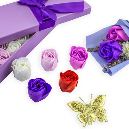 Vista 7 de JIALEEY 33 piezas de jabón de baño perfumado floral pétalos de flores, aceite esencial para plantas, juego de jabón de rosas, ideas de regalo