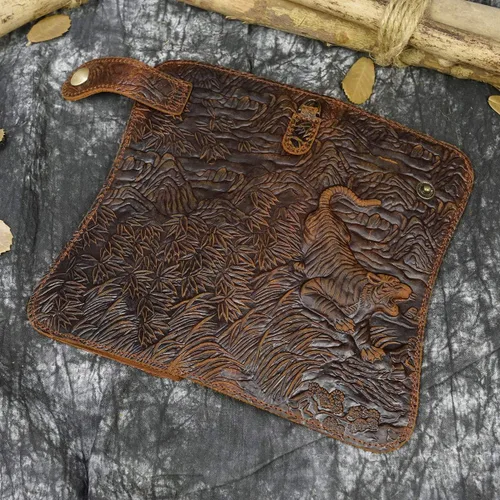 Vista 8 de LUUFAN Cartera larga de cuero genuino para hombre tarjetero con bolsillo para monedas