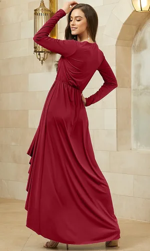 Vista 5 de KOH KOH Vestido de cóctel formal de otoño e invierno con abertura para mujer