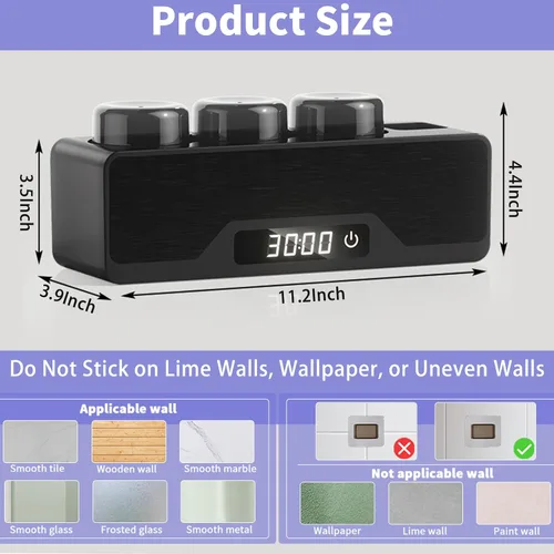 Vista 7 de Soporte para cepillos de dientes montado en la pared, estuche limpiador inteligente con secado y limpieza, soportes para cepillos de dientes con 6