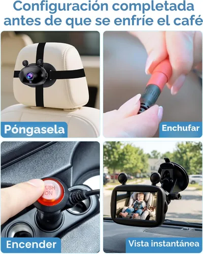 Vista 6 de Cámara HD 1080P de visión diurna y nocturna para bebé, fácil de instalar, cámara de asiento de coche de gran angular de 150° para visión completa