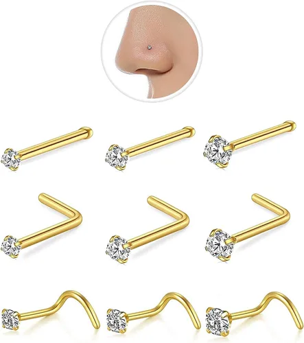 Vista 18 de Nose Rings Hoop and Nose Studs Sets for Women Men,Hypoallergenic 316L Surgical Stainless Steel Hinged Clicker Segment Nose Rings Hoop Helix