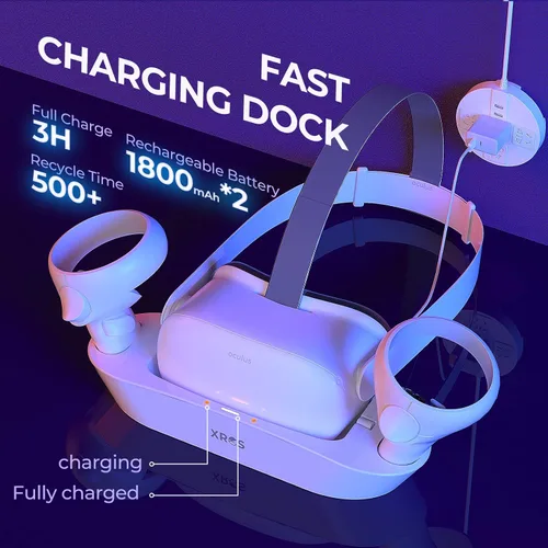 Vista 2 de XROS Base de carga VR para Oculus Quest 2 + interfaz facial de fitness para Oculus Quest 2