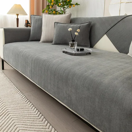 Vista 10 de Divertida funda de sofá mullida, funda de sofá antideslizante, funda de sofá de tela de chenilla en espiga para muebles, funda de sofá