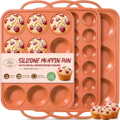 Vista 20 de Vinino Juego de moldes de silicona para muffins de 3 piezas con marco