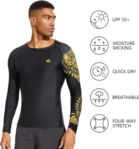 Vista 2 de Wildbreath Camiseta de compresión UPF 50+ para hombre, manga larga, protección solar UV, secado rápido, ajuste de rendimiento