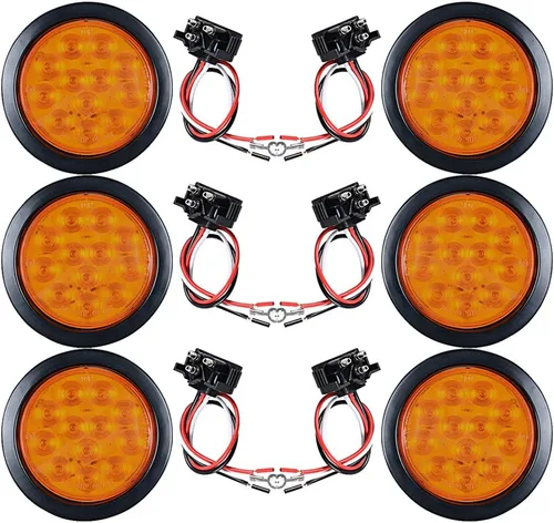Vista 80 de Kit de tapones de cableado con cubierta de hule para luz trasera LED redonda de 4", 12 ledes, para RV, camioneta