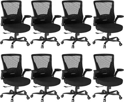 Vista 12 de Silla de oficina ergonómica, silla de escritorio de malla con altura ajustable y reposabrazos abatibles, cómoda silla de computadora para largas