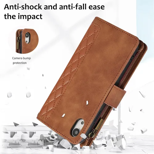 Vista 7 de Asuwish Funda de teléfono para iPhone XR 6.1 con protector de pantalla de vidrio templado y correa para la muñeca con cremallera abatible, tarjetero