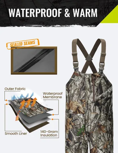 Vista 3 de TIDEWE Hunting Bibs Heated with Battery, Waterproof Insulated Bibs for Fishing