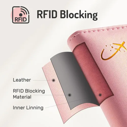 Vista 6 de Forvencer Funda para pasaporte con cierre de cremallera seguro, cartera de pasaporte premium para viajes, bonita funda de tarjeta de bloqueo RFID