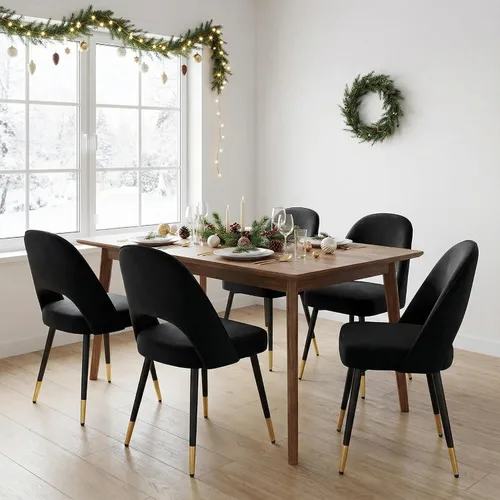 Vista 12 de LukeAlon Juego de 2 sillas de comedor clásicas de terciopelo, sillas de cocina tapizadas con respaldo abierto con patas de metal, sillas laterales
