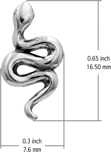 Vista 7 de Boma Pendientes de tuerca de serpiente de plata de ley, Plata de ley